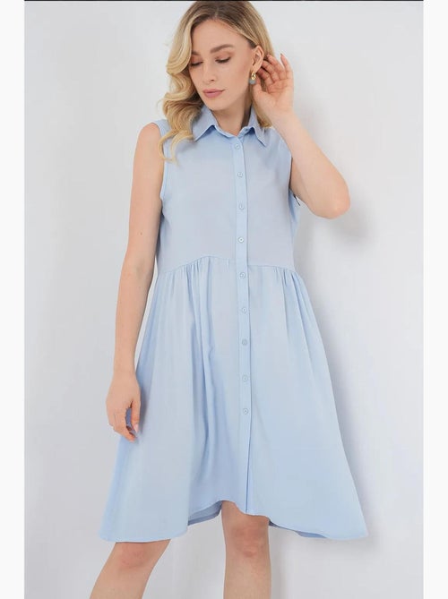 Vestido midi sin mangas con botones y cuello camisero de bdart - Kiabi