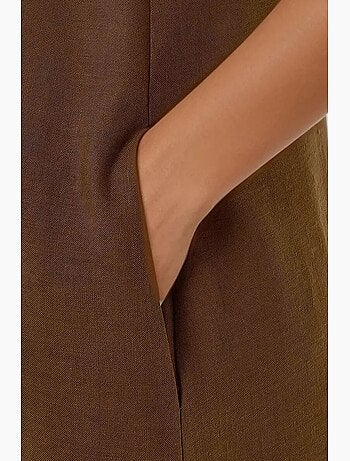 Vestido midi sin mangas con cuello redondo y tacto de lino hiccup