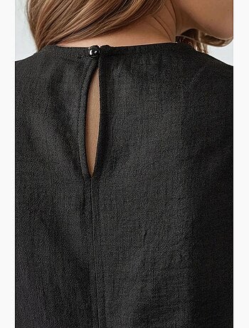 Vestido midi sin mangas con cuello redondo y tacto de lino hiccup