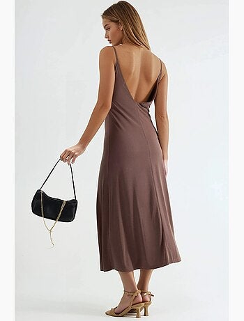 Vestido midi sin mangas con escote en v de busem