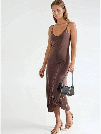 Vestido midi sin mangas con escote en v de busem