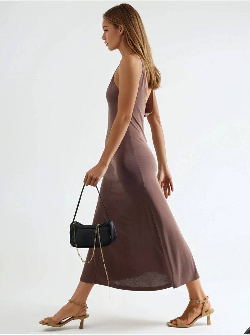 Vestido midi sin mangas con escote en v de busem Marrón claro - Kiabi