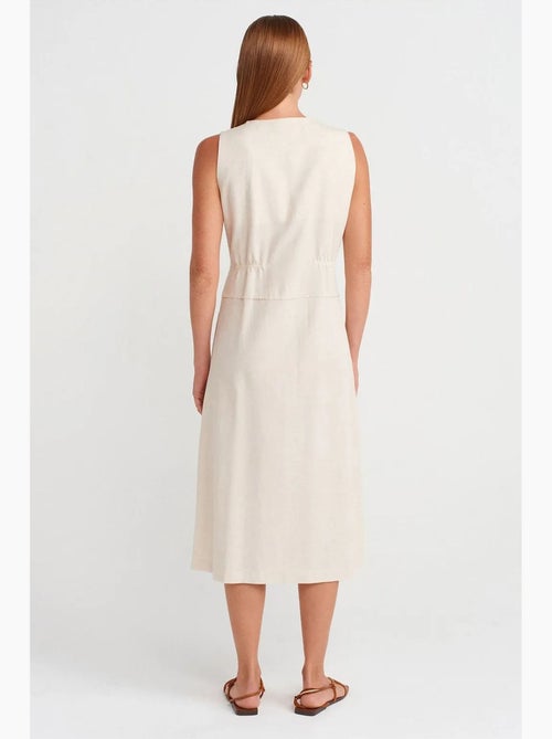 Vestido midi sin mangas con escote en v y botones dilvin - Kiabi