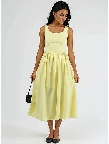 Vestido midi sin mangas con escote redondeado busem