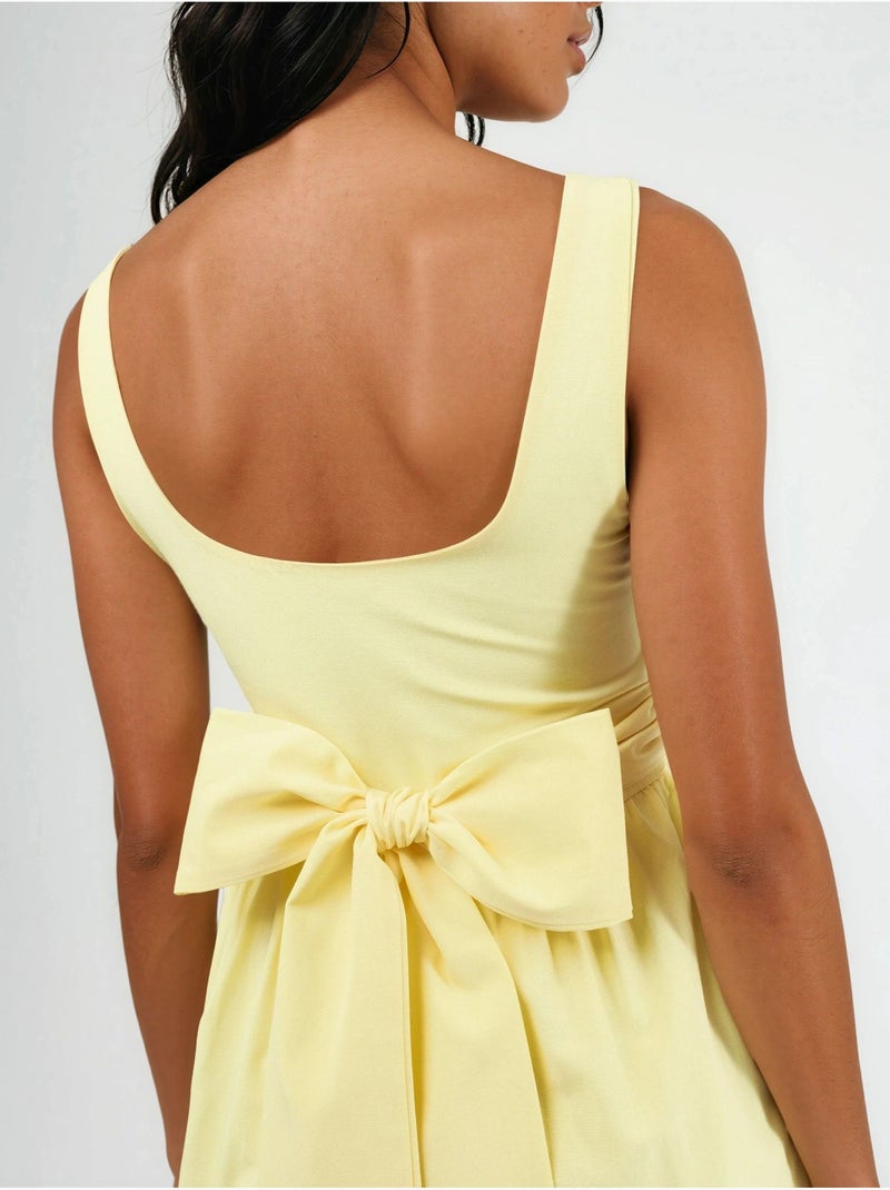 Vestido midi sin mangas con escote redondeado busem Amarillo limón - Kiabi