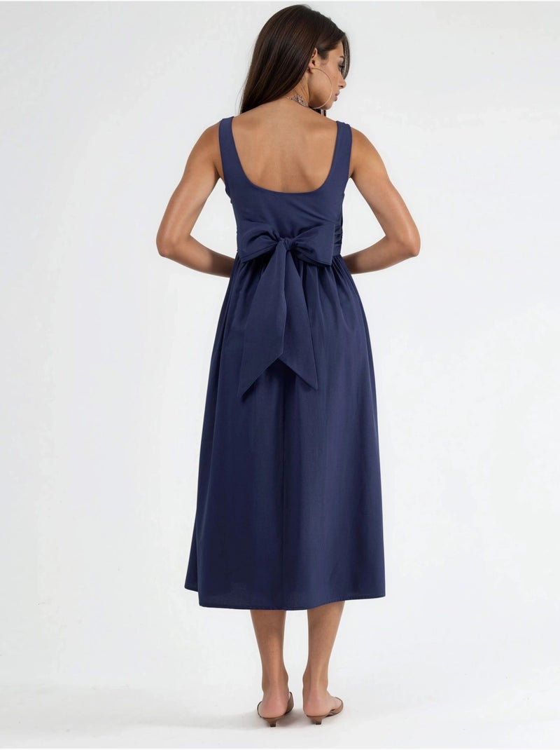 Vestido midi sin mangas con escote redondeado busem Azul marino - Kiabi