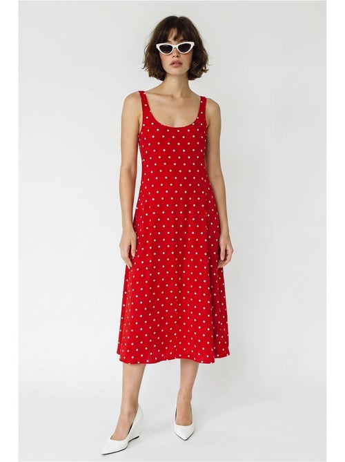 Vestido midi sin mangas de lunares con detalle de lazada lucci - Kiabi