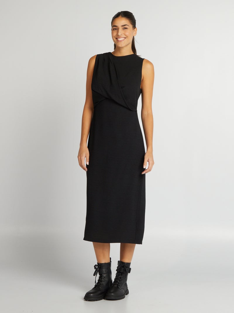 Vestido midi sin mangas negro - Kiabi