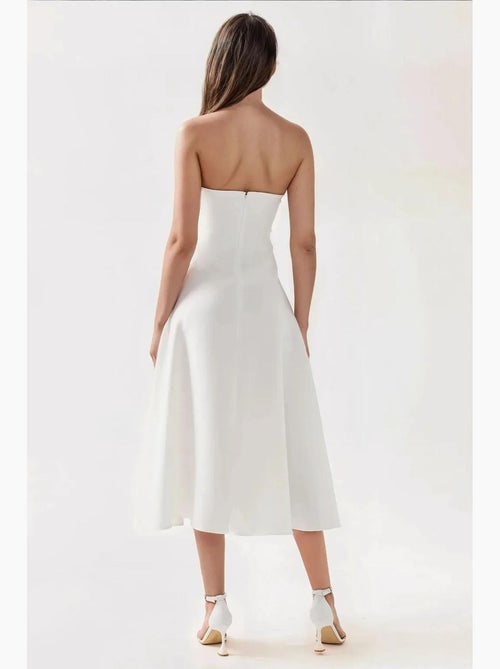 Vestido midi sin tirantes con corte en a hiccup - Kiabi