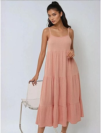 Vestido midi texturizado con corte en A