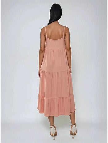 Vestido midi texturizado con corte en A