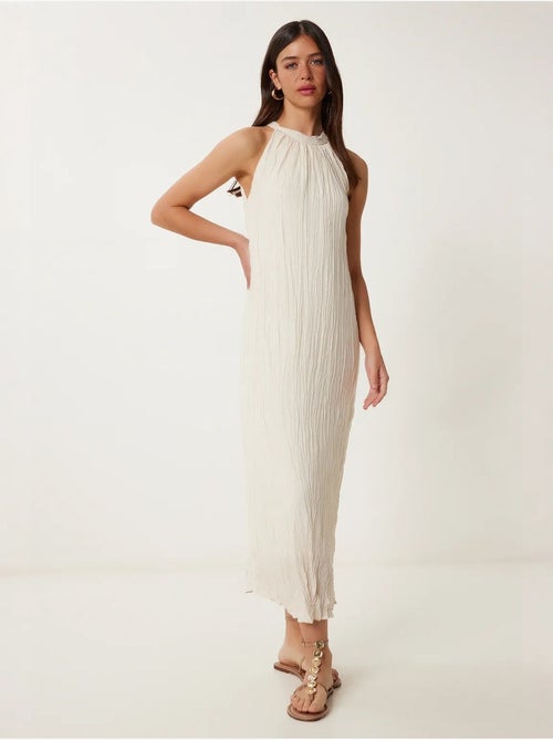 Vestido midi texturizado con cuello halter istanbul - Kiabi Vestido midi texturizado con cuello halter istanbul - Kiabi