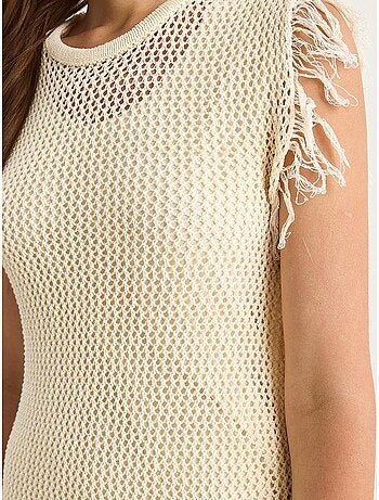 Vestido midi texturizado con detalle de volantes lucci