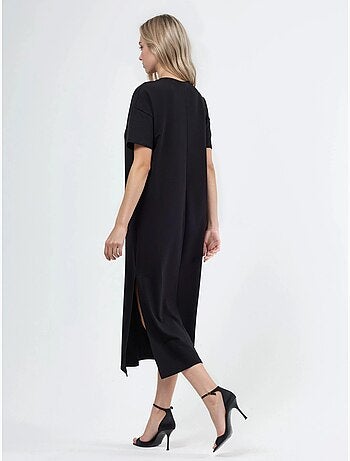 Vestido midi tipo camiseta con cuello redondo busem