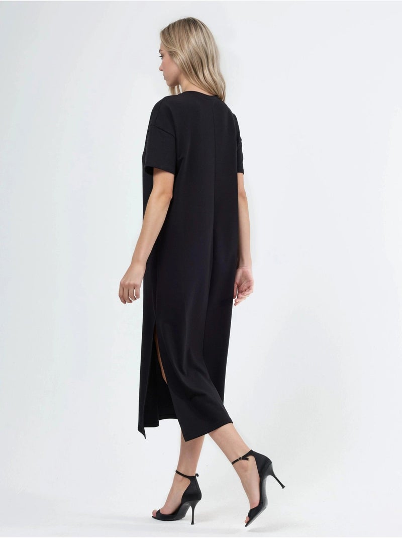 Vestido midi tipo camiseta con cuello redondo busem Negro - Kiabi