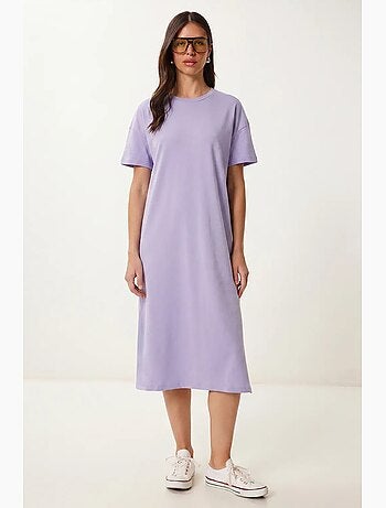 Vestido midi tipo camiseta de algodón con cuello redondo istanbul