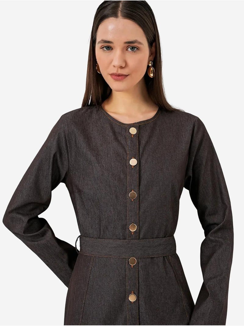 Vestido midi vaquero con cinturón bdart Gris oscuro - Kiabi