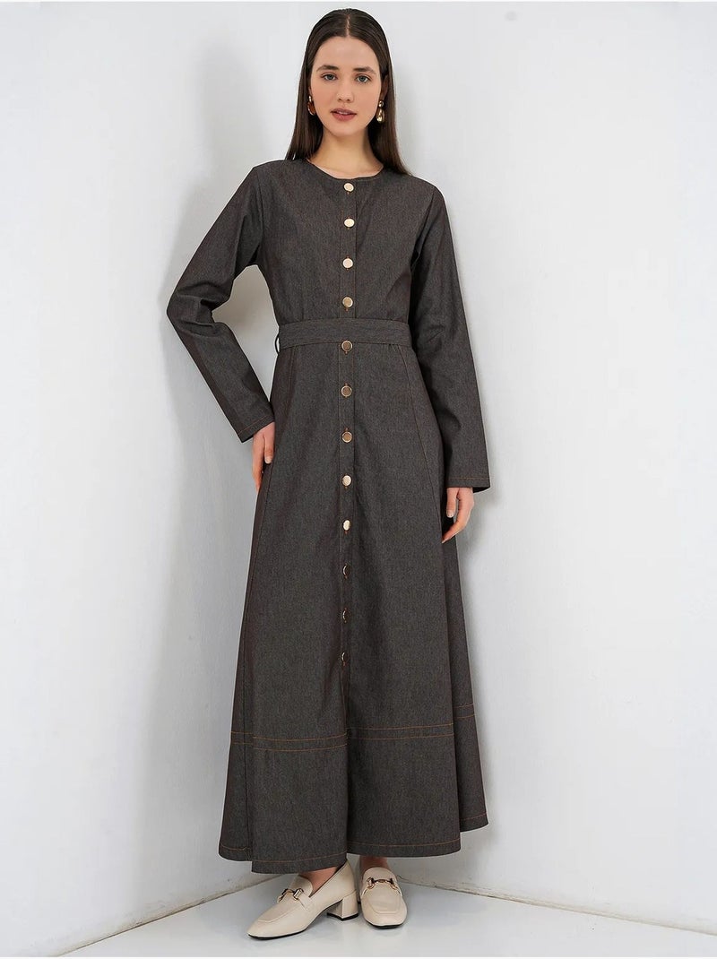 Vestido midi vaquero con cinturón bdart Gris oscuro - Kiabi