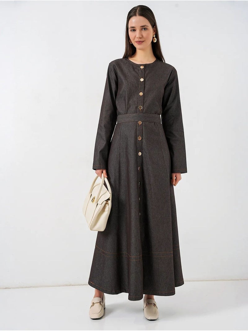 Vestido midi vaquero con cinturón bdart Gris oscuro - Kiabi