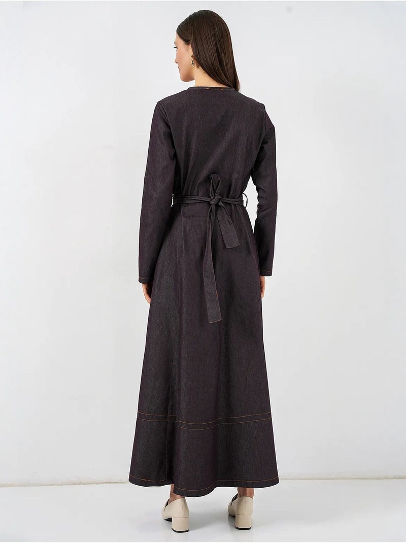 Vestido midi vaquero con cinturón bdart Marrón chocolate - Kiabi