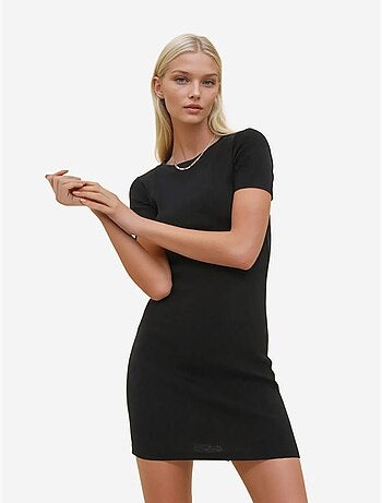 Vestido mini ajustado básico de manga corta hiccup