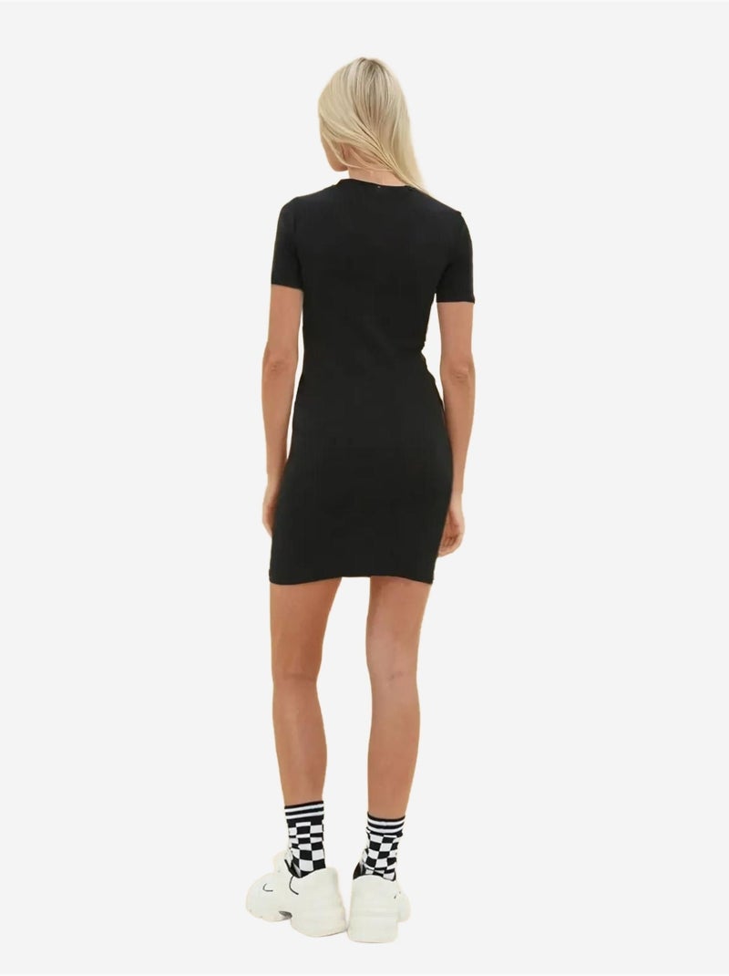 Vestido mini ajustado básico de manga corta hiccup Negro - Kiabi