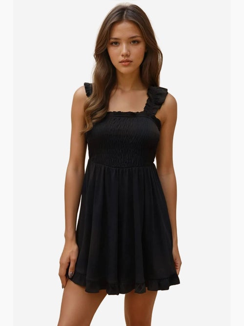 Vestido mini ajustado con cuello cuadrado hiccup - Kiabi Vestido mini ajustado con cuello cuadrado hiccup - Kiabi
