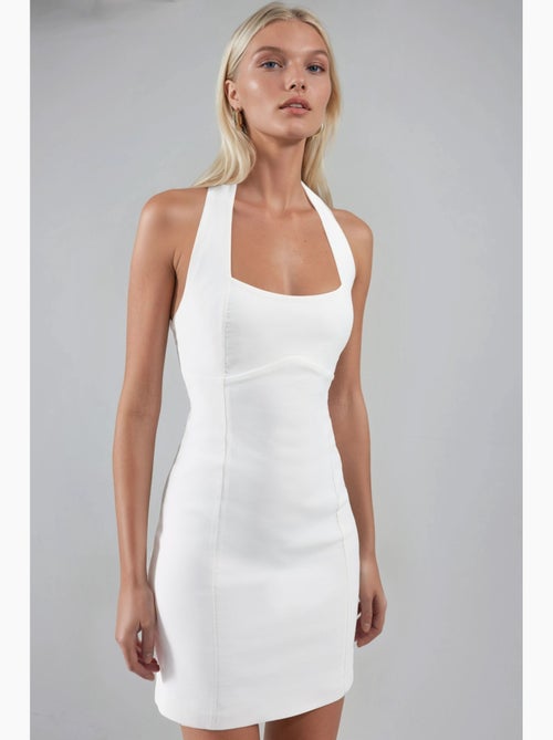Vestido mini ajustado con cuello halter hiccup - Kiabi Vestido mini ajustado con cuello halter hiccup - Kiabi