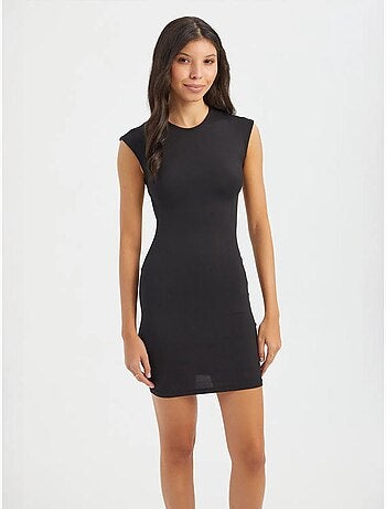 Vestido mini ajustado con cuello redondo, mangas cortas y abertura en la espalda hiccup