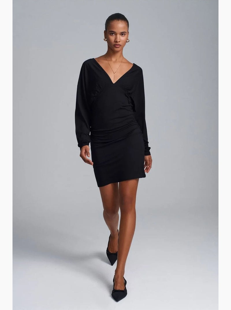 Vestido mini ajustado con drapeado dilvin Negro - Kiabi