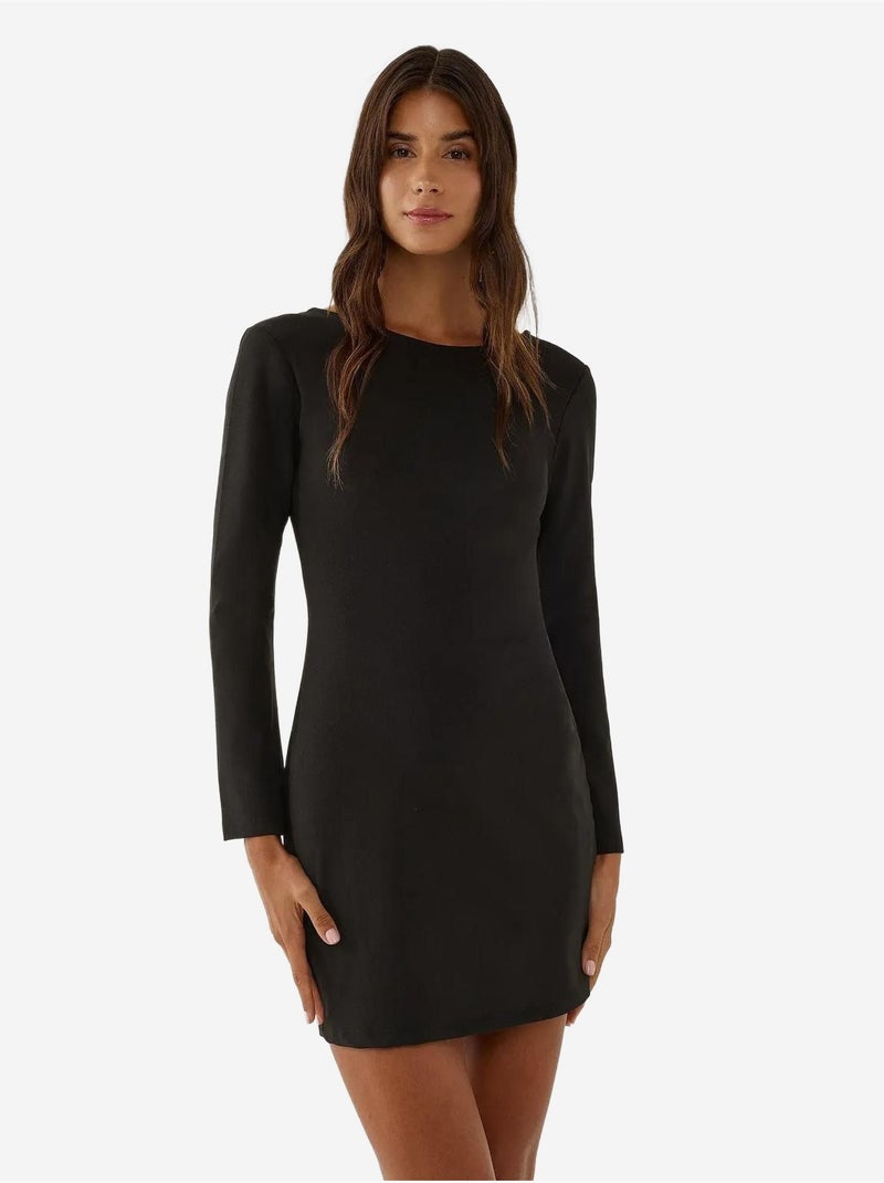 Vestido mini ajustado con escote en la espalda Negro - Kiabi