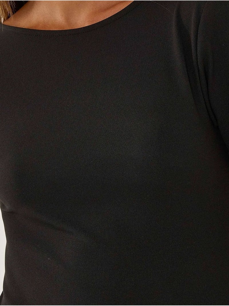 Vestido mini ajustado con escote en la espalda Negro - Kiabi