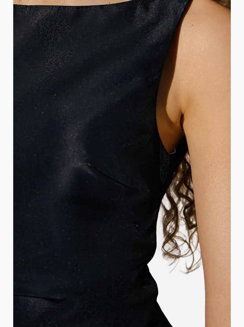 Vestido mini ajustado con espalda abierta y detalle de dobladillo abullonado hiccup Negro - Kiabi
