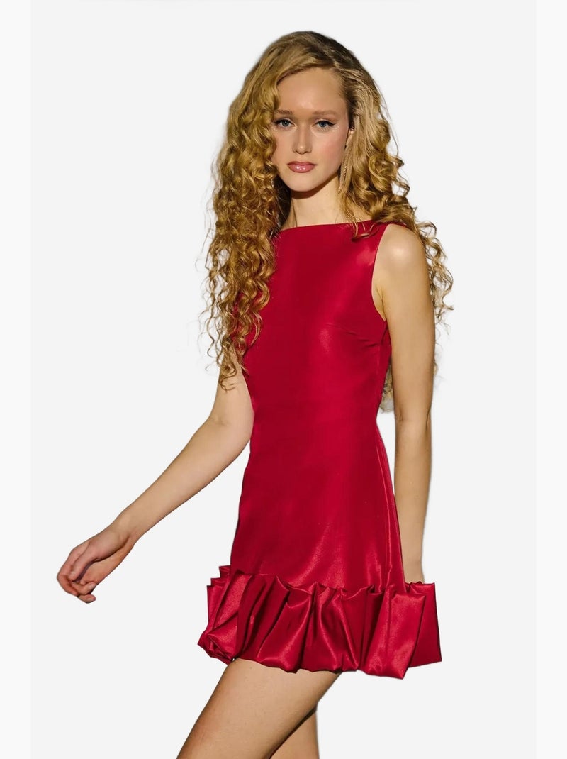 Vestido mini ajustado con espalda abierta y detalle de dobladillo abullonado hiccup Rojo - Kiabi