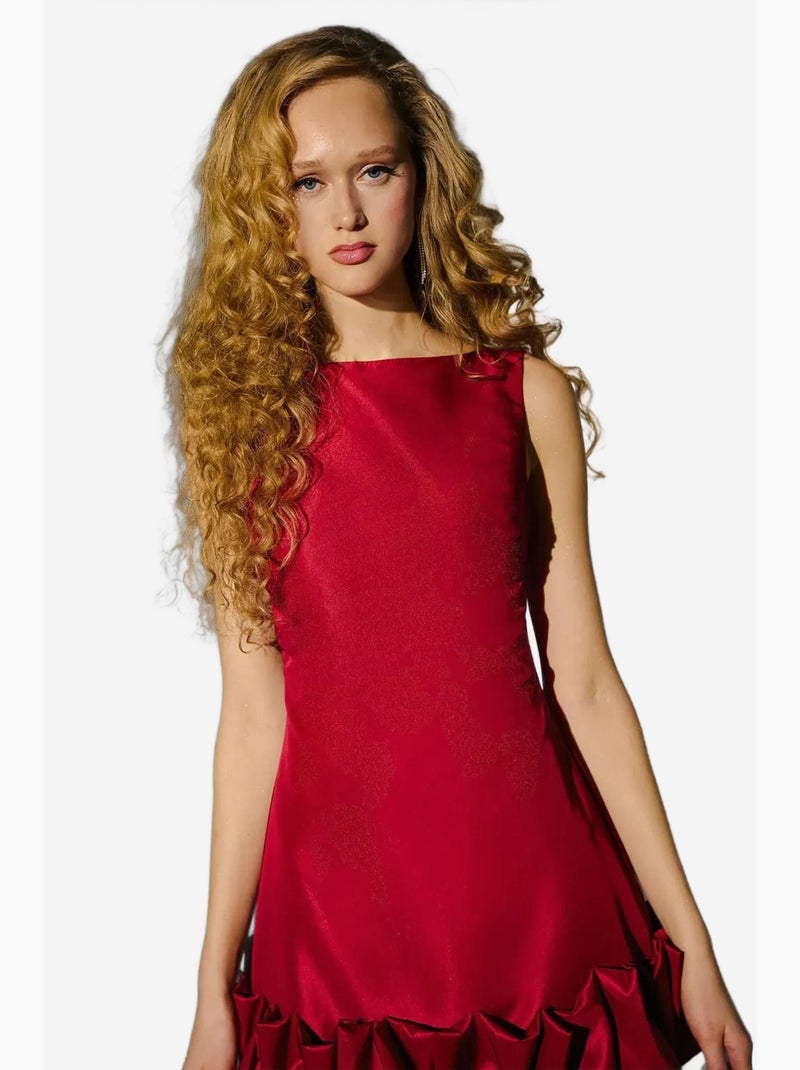 Vestido mini ajustado con espalda abierta y detalle de dobladillo abullonado hiccup Rojo - Kiabi