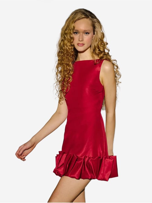 Vestido mini ajustado con espalda abierta y detalle de dobladillo abullonado - Kiabi