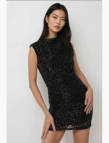 Vestido mini ajustado con estampado de leopardo hiccup