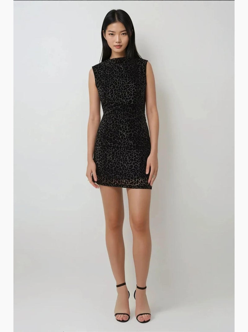 Vestido mini ajustado con estampado de leopardo hiccup Negro - Kiabi