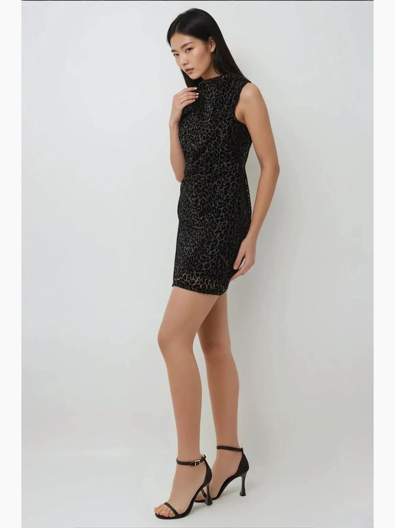 Vestido mini ajustado con estampado de leopardo hiccup Negro - Kiabi
