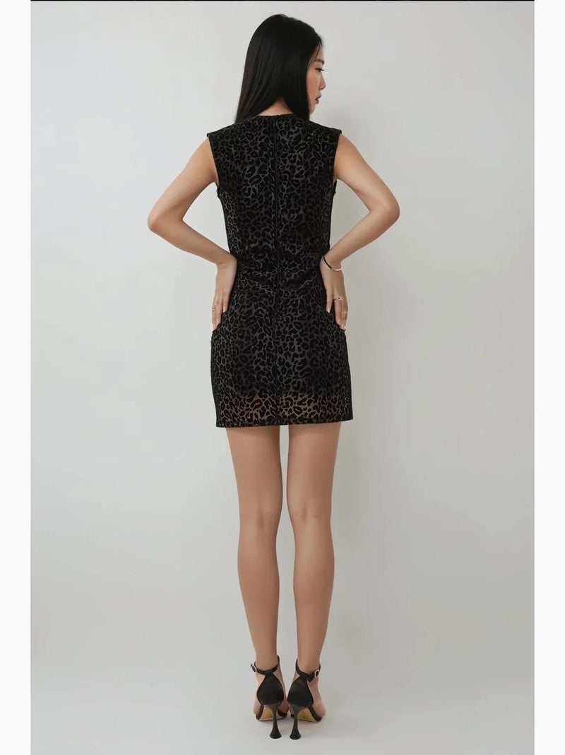 Vestido mini ajustado con estampado de leopardo hiccup Negro - Kiabi