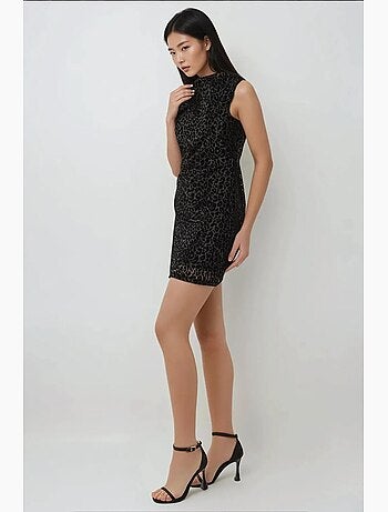 Vestido mini ajustado con estampado de leopardo