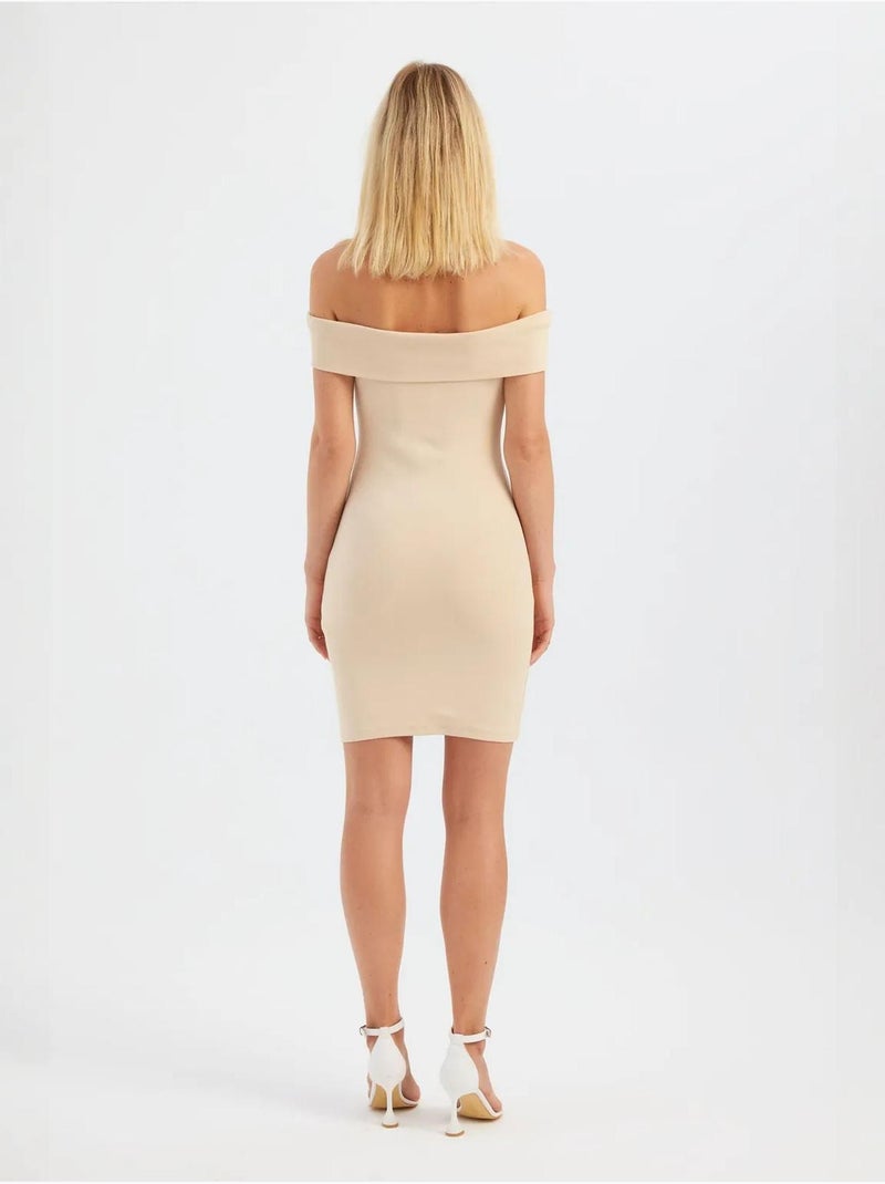 Vestido mini ajustado con hombros descubiertos hiccup Beige natural - Kiabi