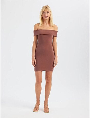 Vestido mini ajustado con hombros descubiertos hiccup