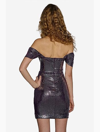 Vestido mini ajustado con lentejuelas y cuello vuelto hiccup