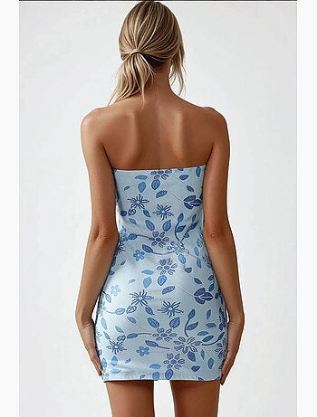 Vestido mini ajustado con textura y sin tirantes hiccup