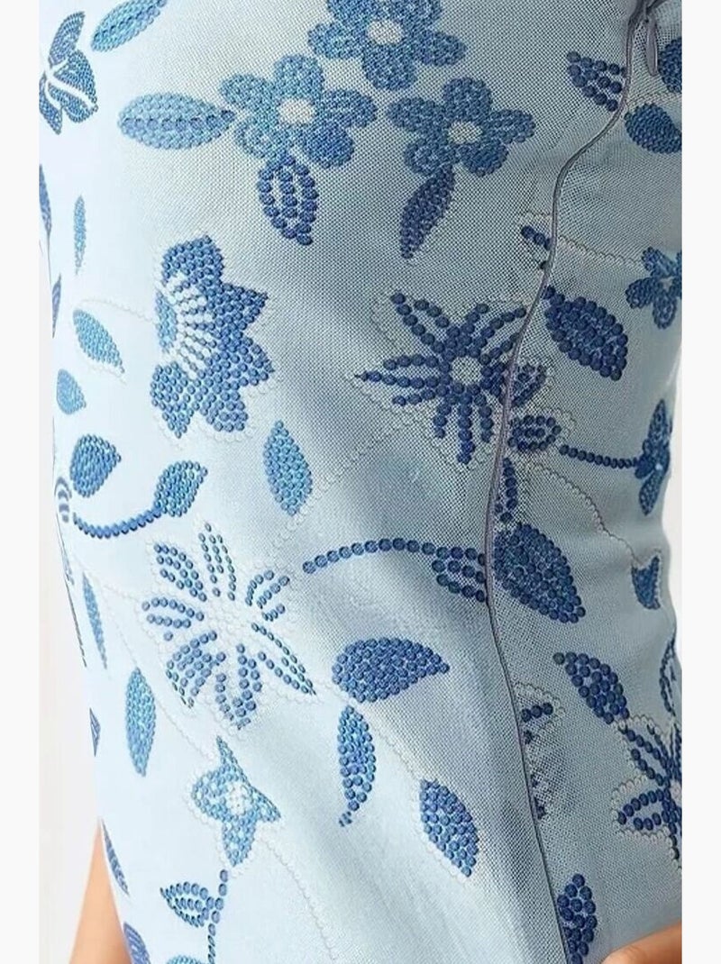 Vestido mini ajustado con textura y sin tirantes hiccup Azul - Kiabi