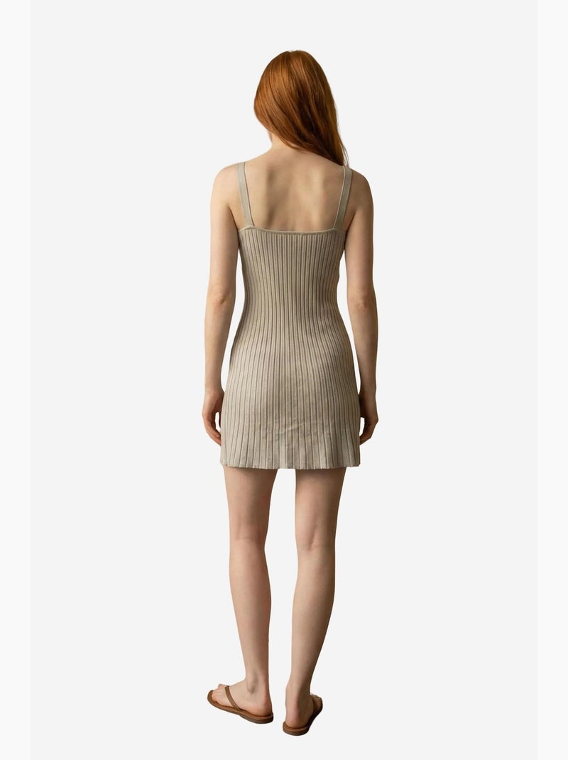Vestido mini ajustado de canalé con escote cuadrado my fashion Gris - Kiabi
