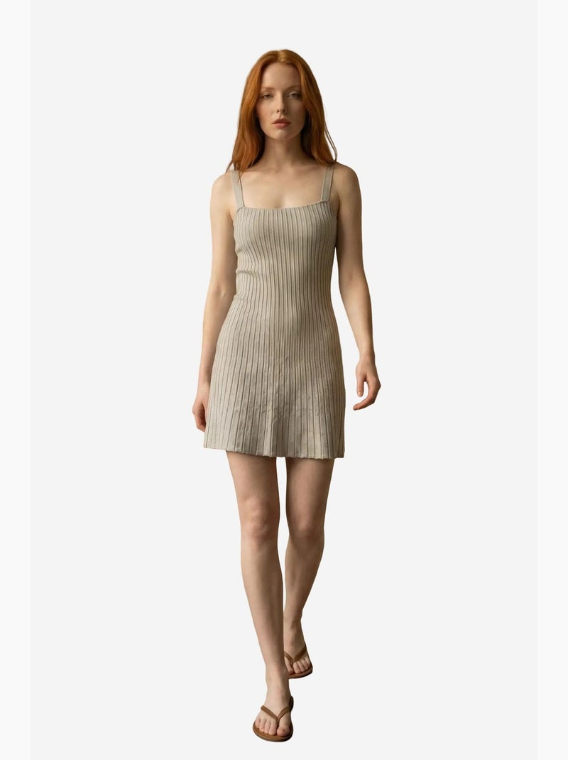 Vestido mini ajustado de canalé con escote cuadrado my fashion Gris - Kiabi