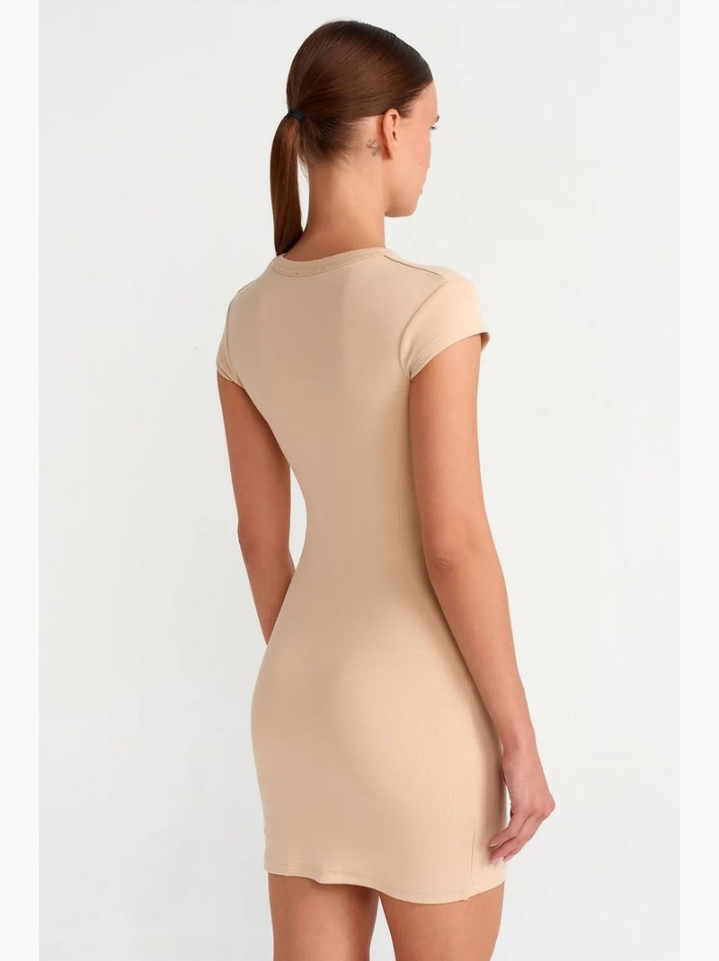 Vestido mini ajustado de mujer dilvin Beige arcilla - Kiabi