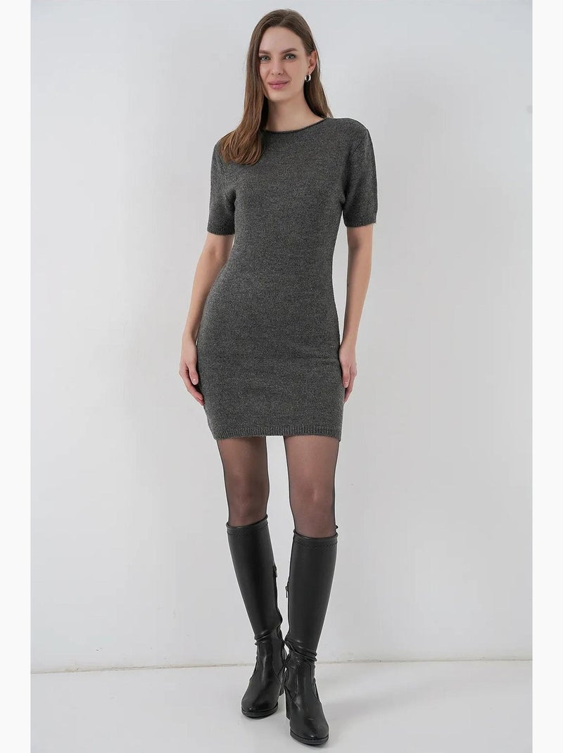 Vestido mini ajustado de punto acanalado texturizado bdart Gris negro - Kiabi